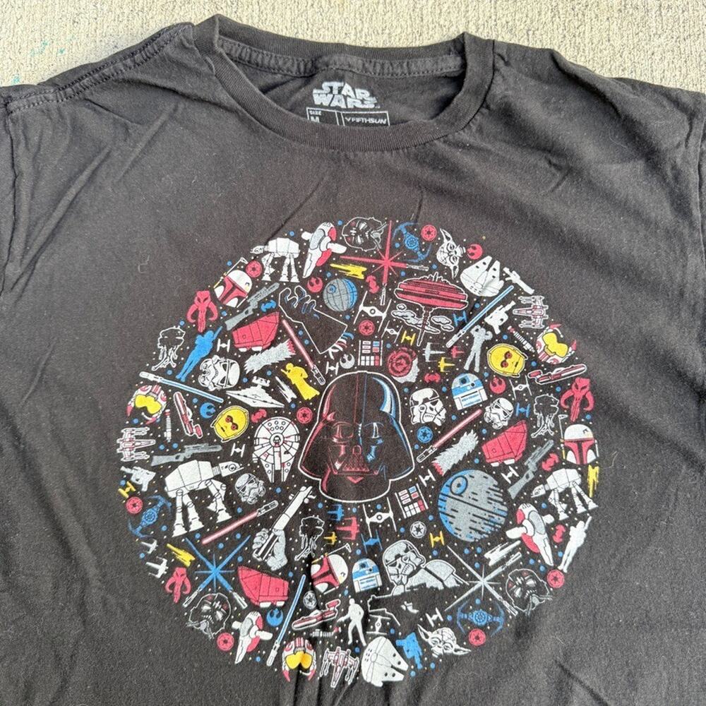 Star Wars Shirt Mens Medium Black Darth Vader Galaxy Saga Trilogy Graphic